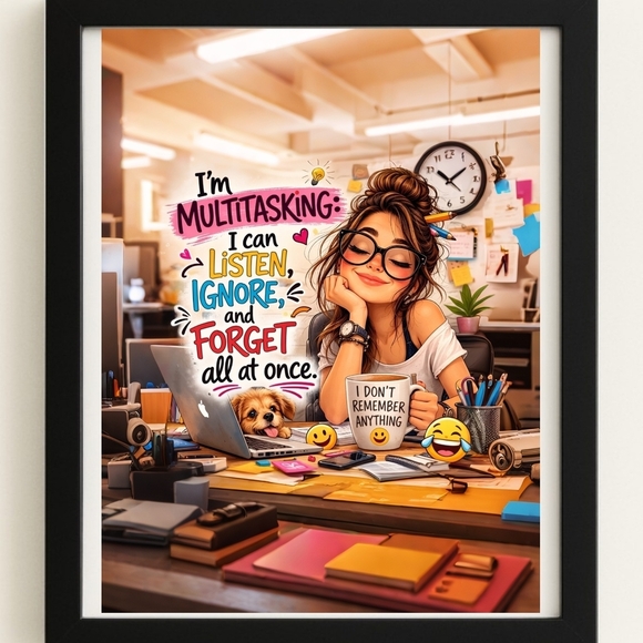 hand crafted Other - Motivational Home Office A.I. Art Print In A Frame 8x10